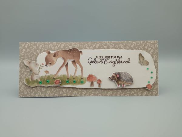 Geburtstagskarte mit Waldtieren